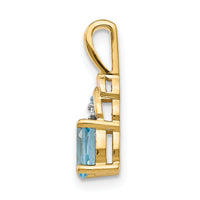 14k Blue Topaz and Diamond Pendant-XBS295