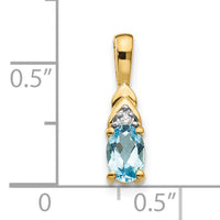 14k Blue Topaz and Diamond Pendant-XBS295