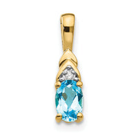 14k Blue Topaz and Diamond Pendant-XBS295