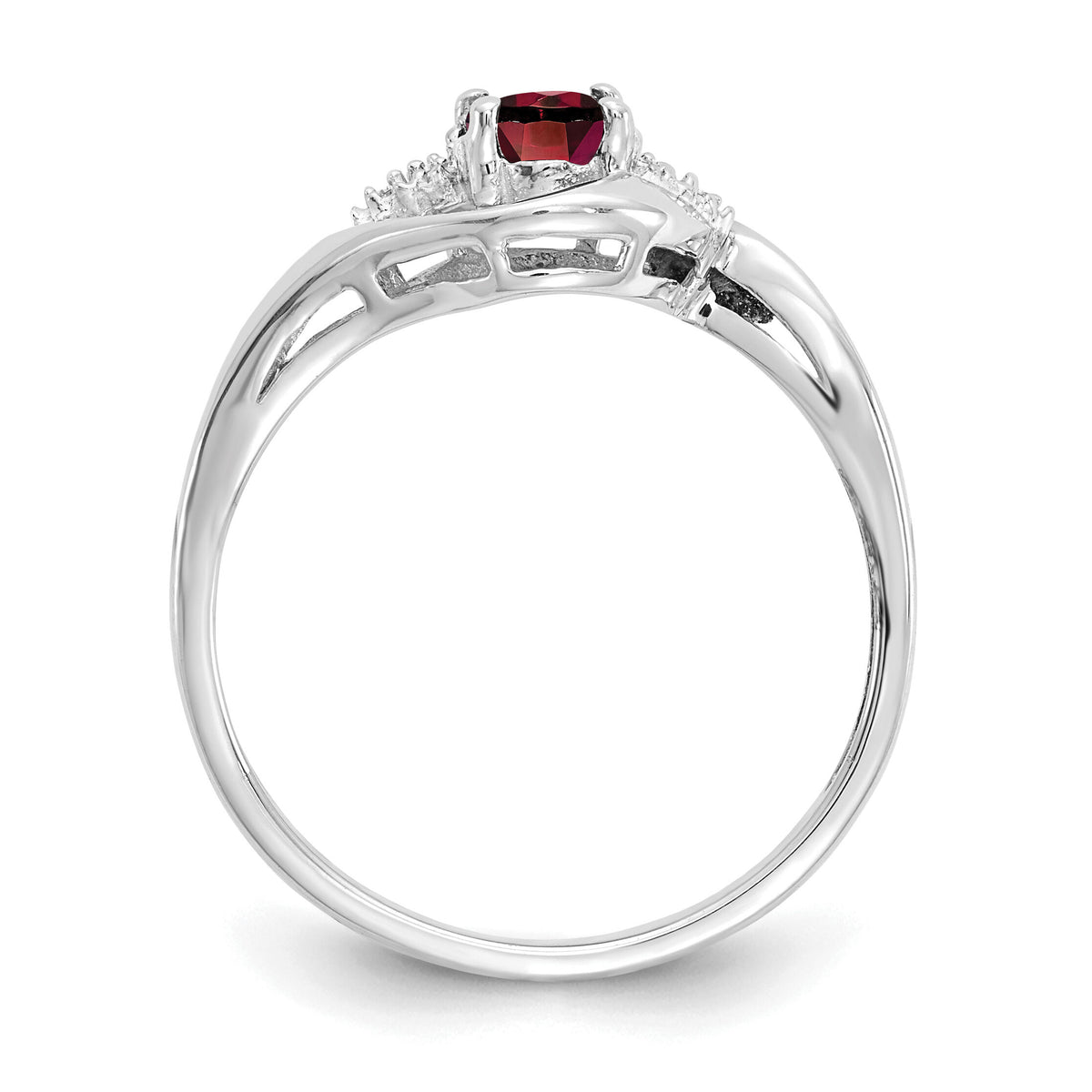 14k White Gold Garnet and Diamond Ring-XBS368