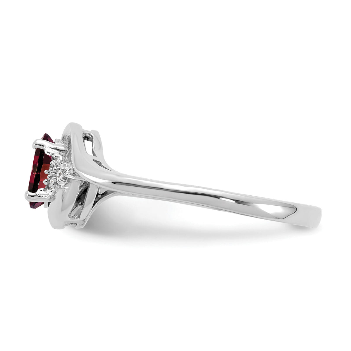 14k White Gold Garnet and Diamond Ring-XBS368