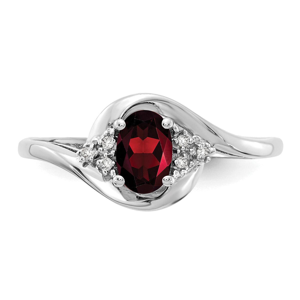 14k White Gold Garnet and Diamond Ring-XBS368