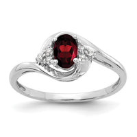 14k White Gold Garnet and Diamond Ring-XBS368