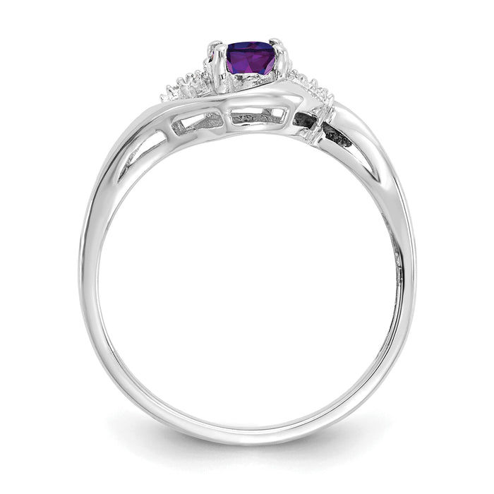 14k White Gold Amethyst and Diamond Ring-XBS369