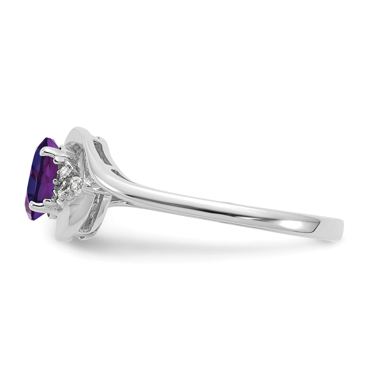 14k White Gold Amethyst and Diamond Ring-XBS369