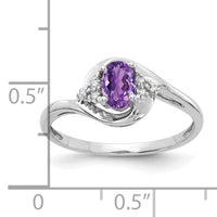 14k White Gold Amethyst and Diamond Ring-XBS369