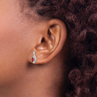 14k White Gold Garnet and Diamond Post Earrings-XBS370