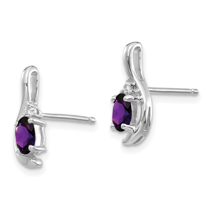 14k White Gold Amethyst and Diamond Post Earrings-XBS371
