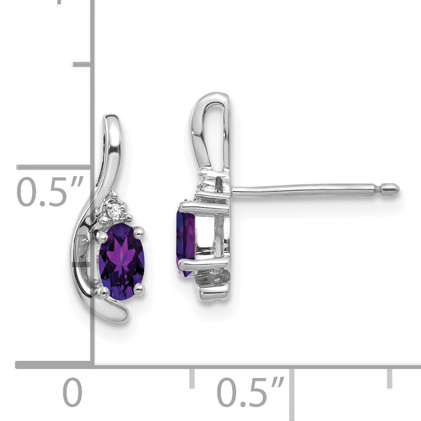 14k White Gold Amethyst and Diamond Post Earrings-XBS371
