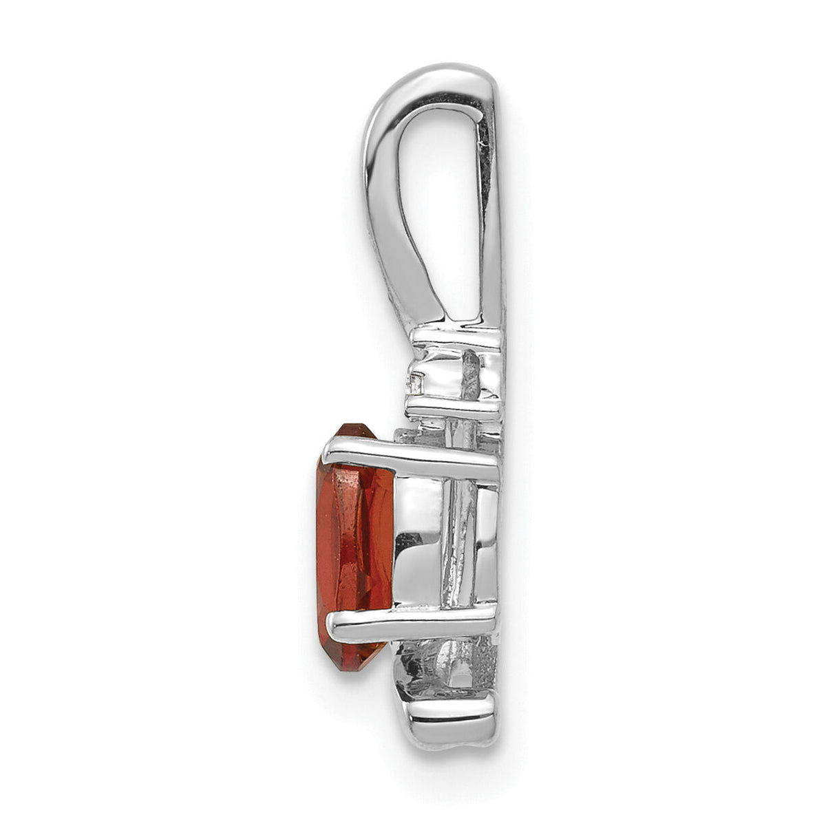 14k White Gold Garnet and Diamond Pendant-XBS372