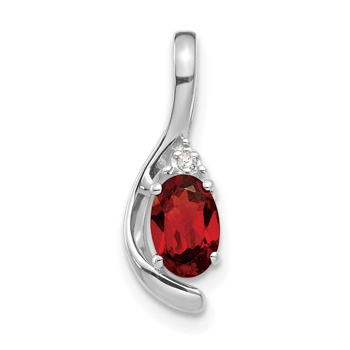 14k White Gold Garnet and Diamond Pendant-XBS372