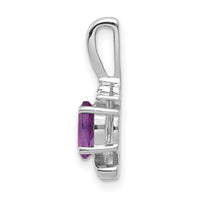 14k White Gold Amethyst and Diamond Pendant-XBS373