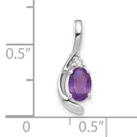 14k White Gold Amethyst and Diamond Pendant-XBS373