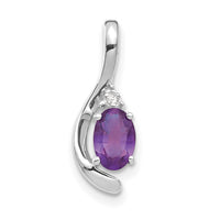 14k White Gold Amethyst and Diamond Pendant-XBS373