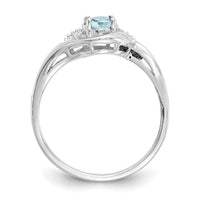 14k White Gold Aquamarine and Diamond Ring-XBS374