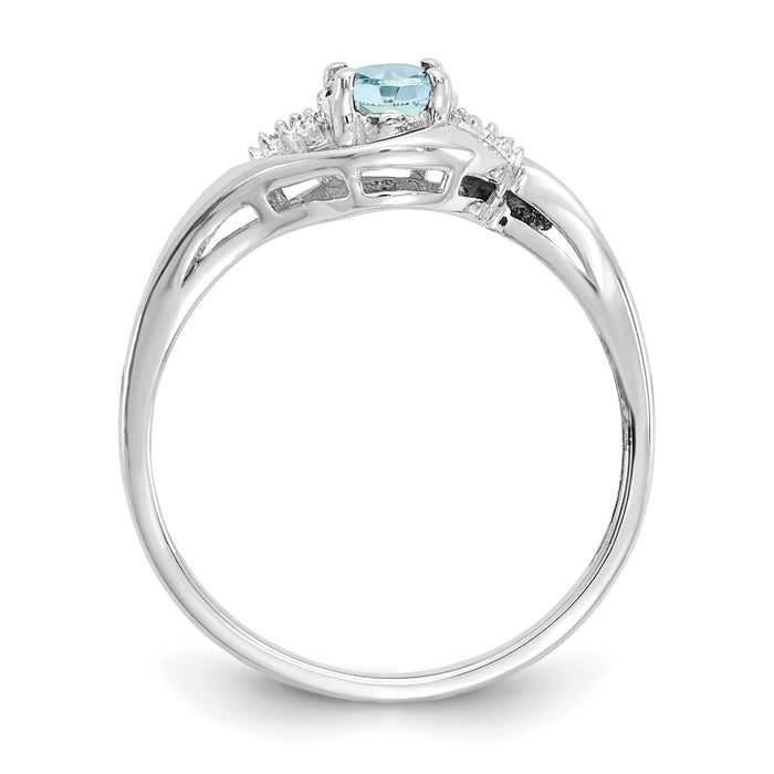14k White Gold Aquamarine and Diamond Ring-XBS374