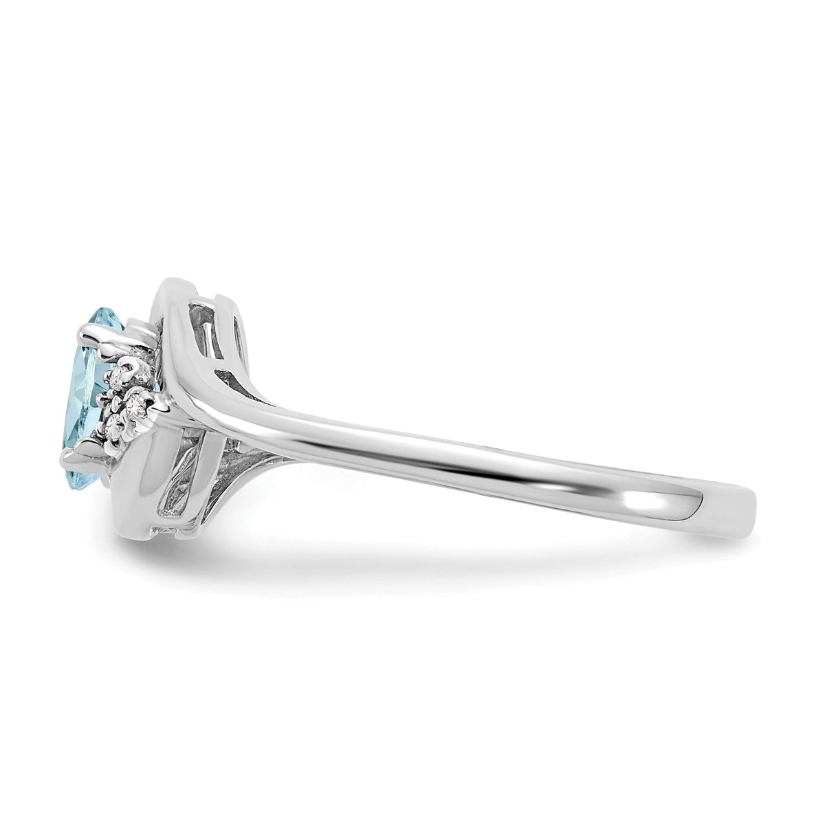 14k White Gold Aquamarine and Diamond Ring-XBS374