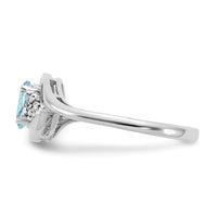 14k White Gold Aquamarine and Diamond Ring-XBS374