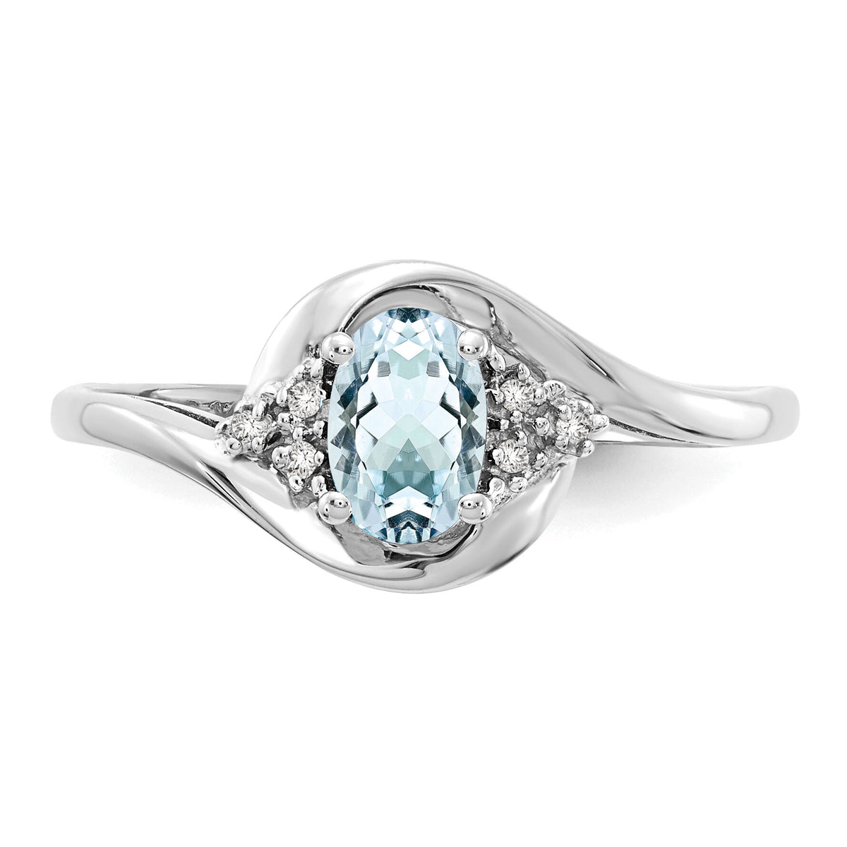 14k White Gold Aquamarine and Diamond Ring-XBS374
