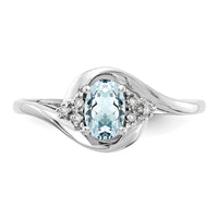 14k White Gold Aquamarine and Diamond Ring-XBS374