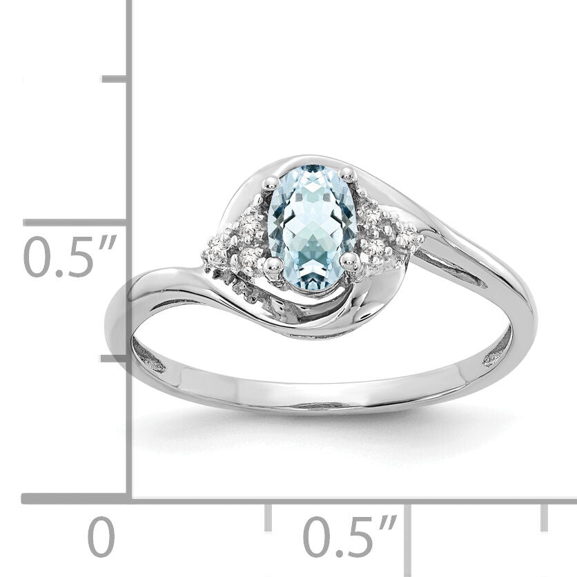 14k White Gold Aquamarine and Diamond Ring-XBS374