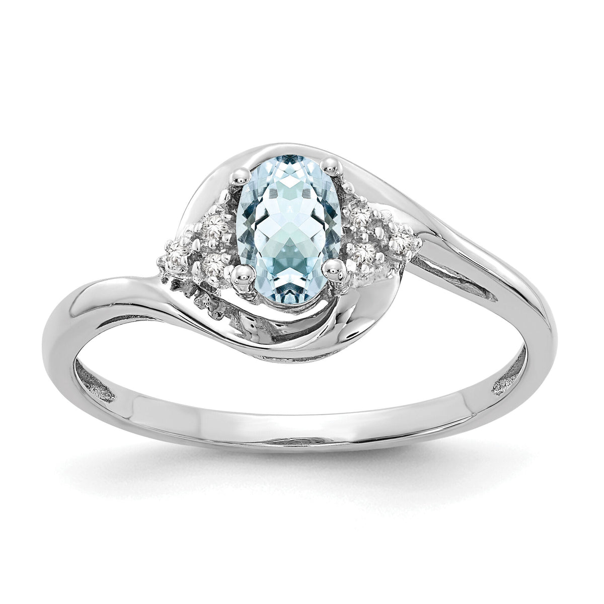 14k White Gold Aquamarine and Diamond Ring-XBS374
