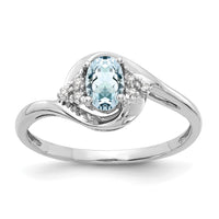 14k White Gold Aquamarine and Diamond Ring-XBS374