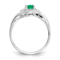 14k White Gold Emerald and Diamond Ring-XBS376