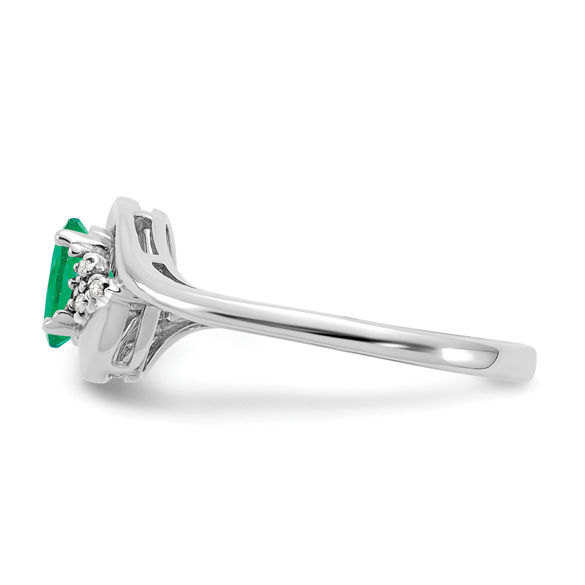 14k White Gold Emerald and Diamond Ring-XBS376