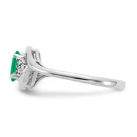 14k White Gold Emerald and Diamond Ring-XBS376
