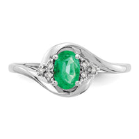 14k White Gold Emerald and Diamond Ring-XBS376