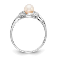 14k White Gold FW Cultured Pearl and Diamond Ring-XBS377
