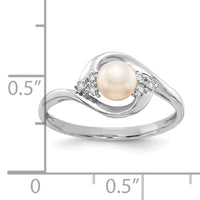 14k White Gold FW Cultured Pearl and Diamond Ring-XBS377
