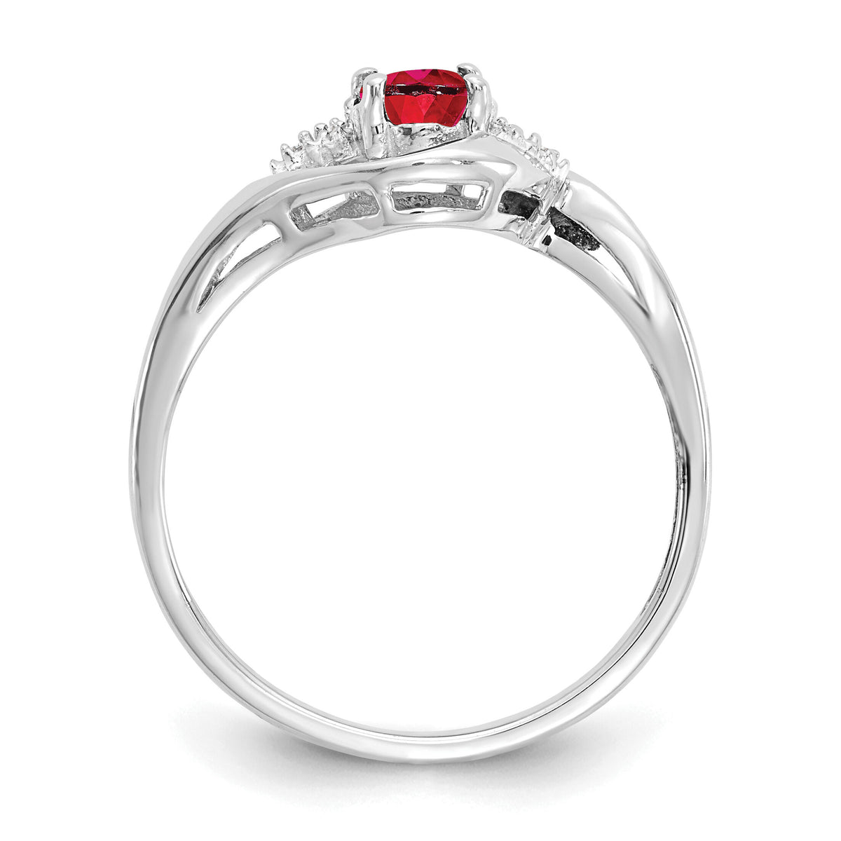 14k White Gold Ruby and Diamond Ring-XBS378