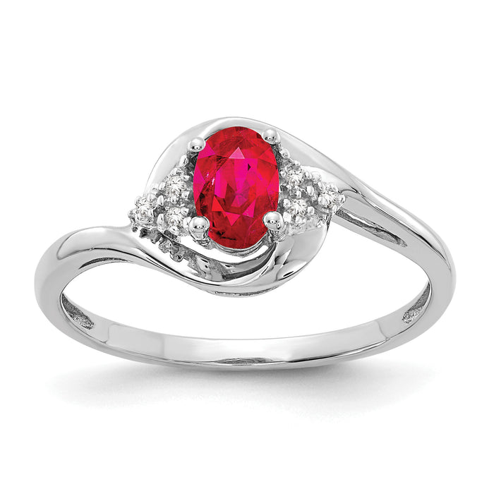 14k White Gold Ruby and Diamond Ring-XBS378