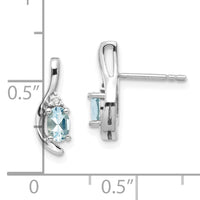 14k White Gold Aquamarine and Diamond Post Earrings-XBS379
