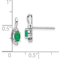 14k White Gold Emerald and Diamond Post Earrings-XBS381