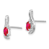 14k White Gold Ruby and Diamond Post Earrings-XBS383