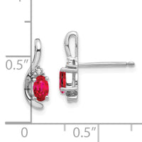 14k White Gold Ruby and Diamond Post Earrings-XBS383