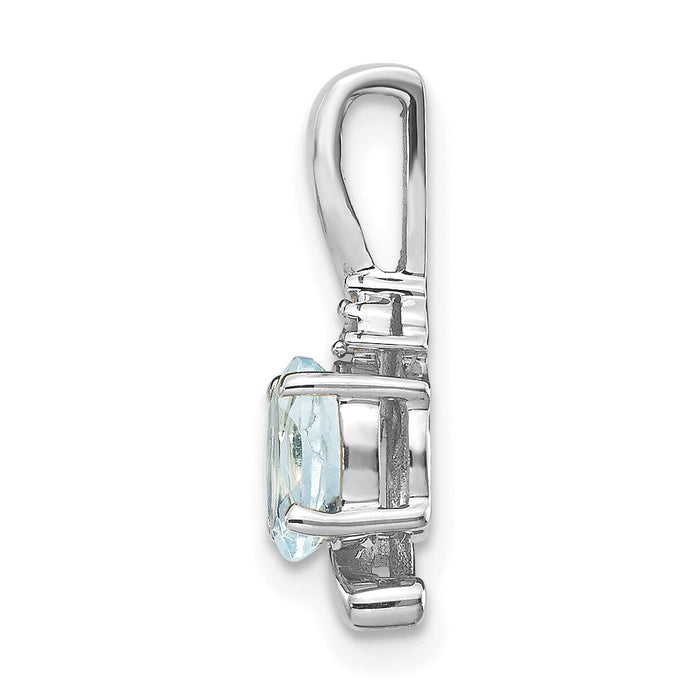 14k White Gold Aquamarine and Diamond Pendant-XBS384