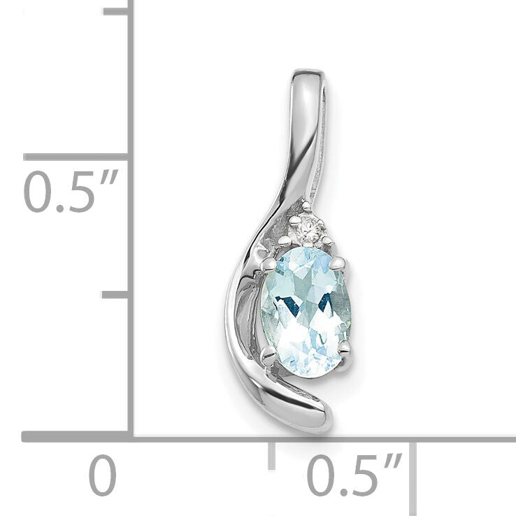 14k White Gold Aquamarine and Diamond Pendant-XBS384