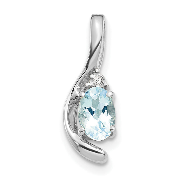 14k White Gold Aquamarine and Diamond Pendant-XBS384