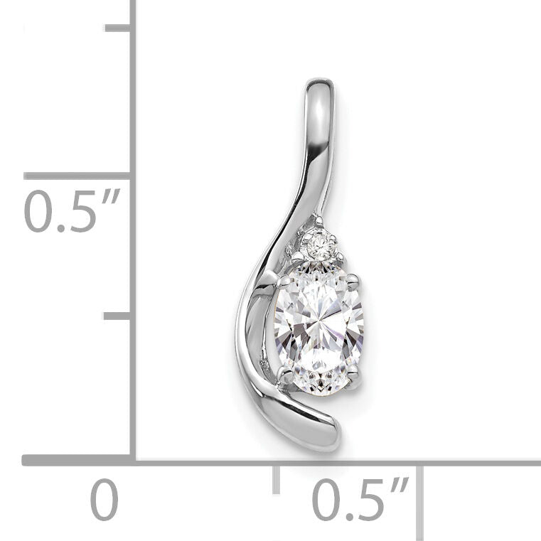 14k White Gold White Topaz and Diamond Pendant-XBS385