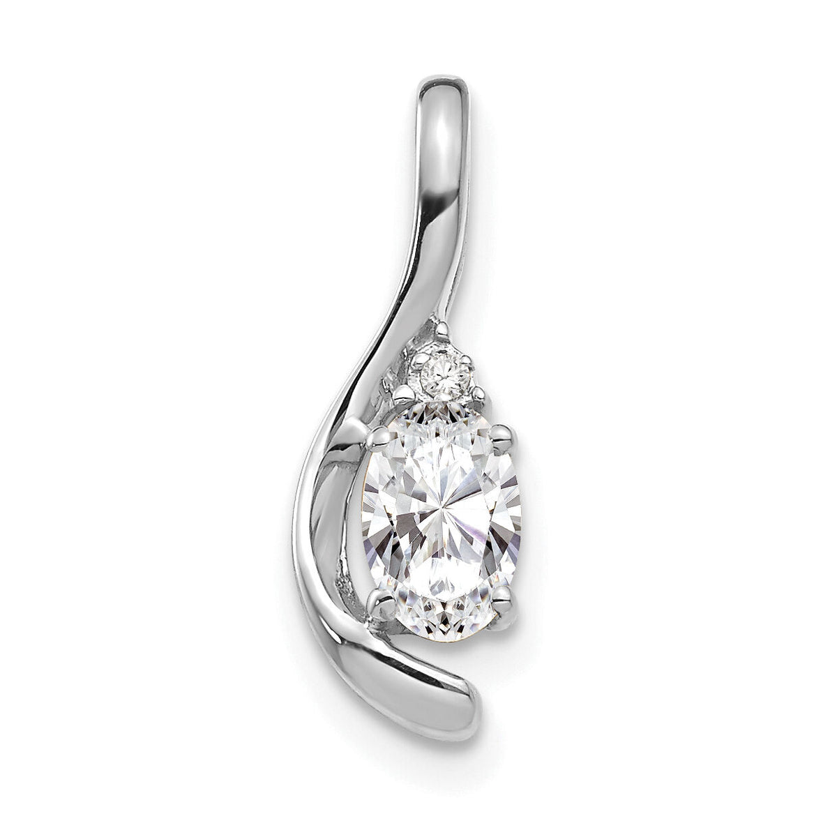 14k White Gold White Topaz and Diamond Pendant-XBS385