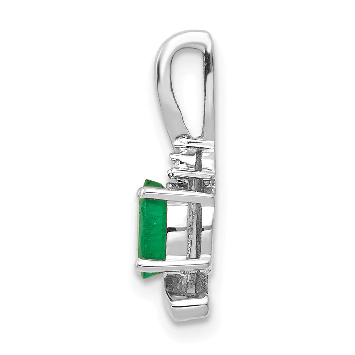 14k White Gold Emerald and Diamond Pendant-XBS386