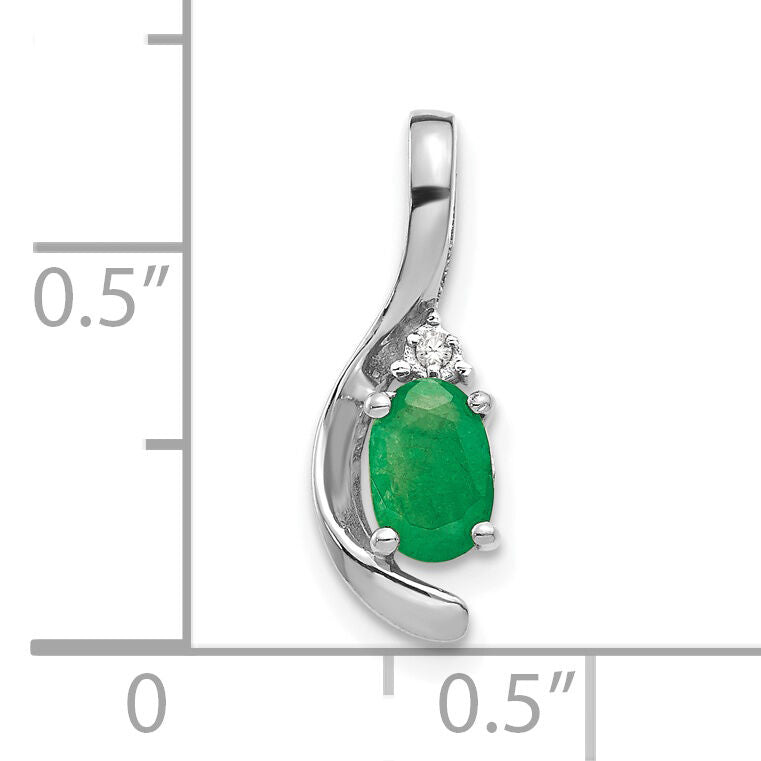 14k White Gold Emerald and Diamond Pendant-XBS386