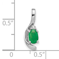 14k White Gold Emerald and Diamond Pendant-XBS386