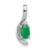 14k White Gold Emerald and Diamond Pendant-XBS386