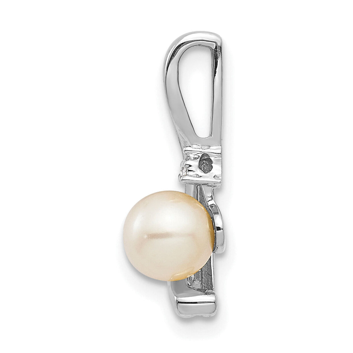 14k White Gold FW Cultured Pearl and Diamond Pendant-XBS387