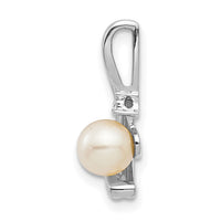 14k White Gold FW Cultured Pearl and Diamond Pendant-XBS387